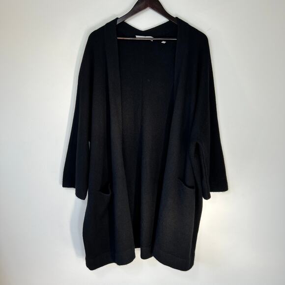 Vince. Cashmere Open Front Thick Chunky Cody Sweater Cardigan Black - Picture 4 of 7